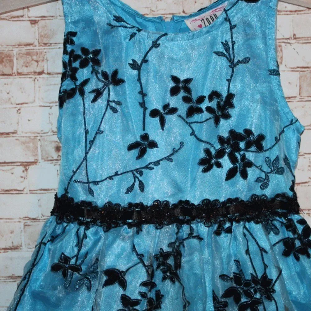 Zoey Sleeveless Blue Floral Dress Size 6x